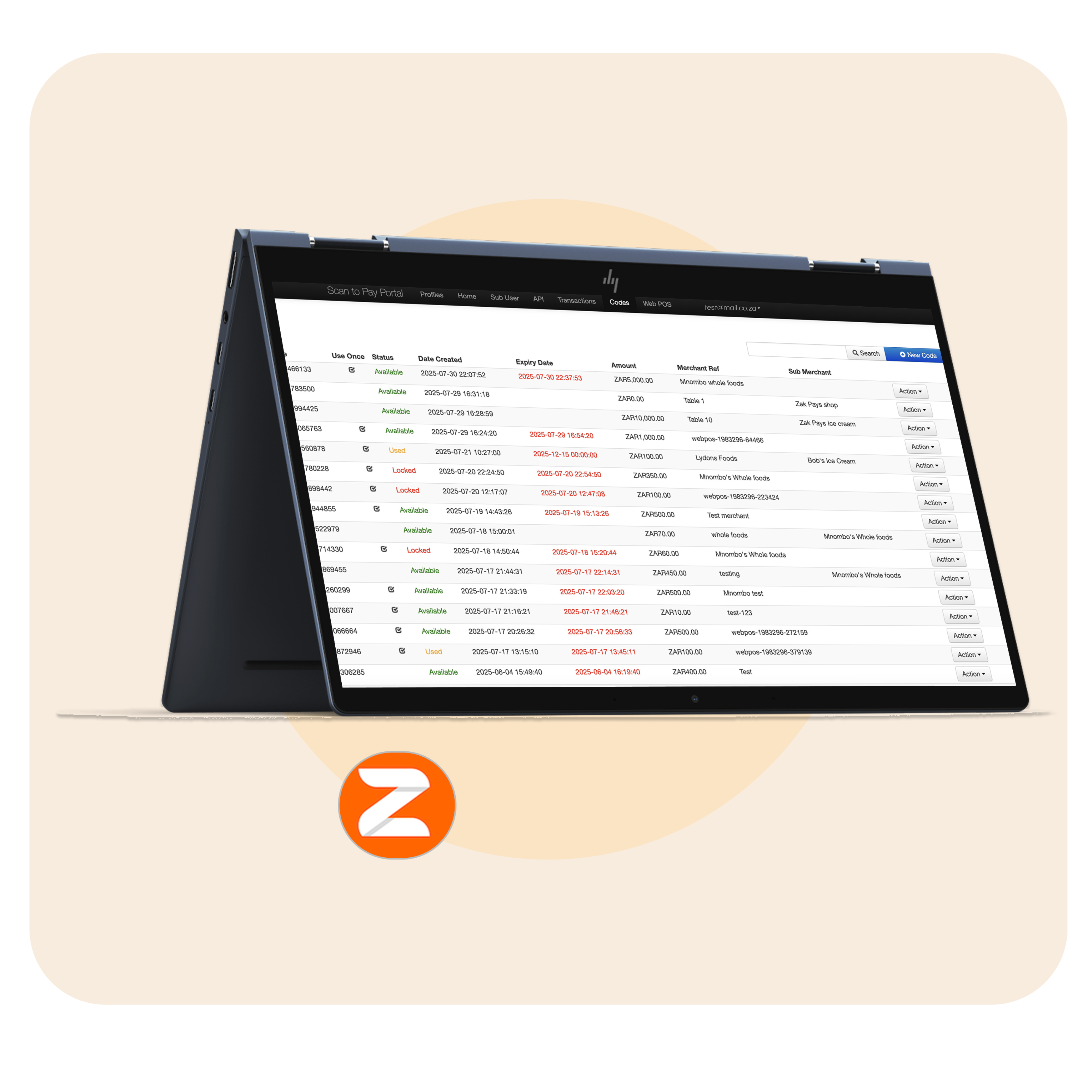 Zak Pay dashboard